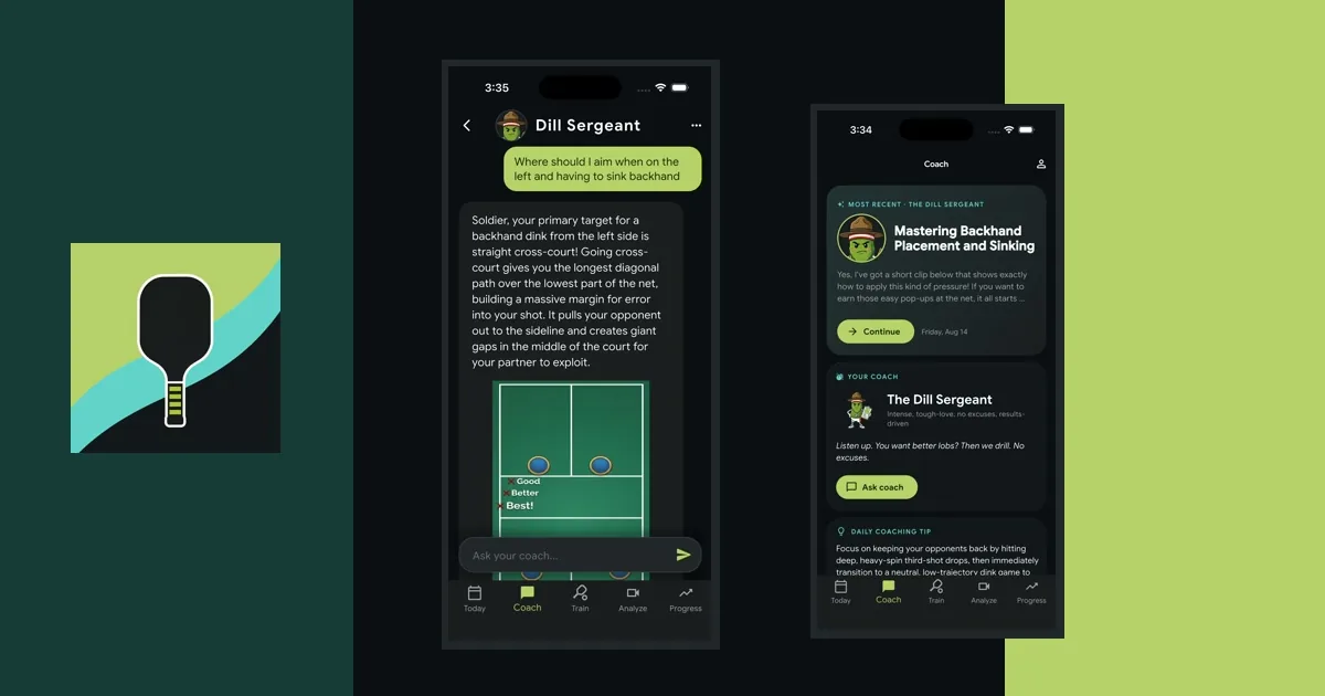 Coach Pickle AI chat and personalized coaching screens