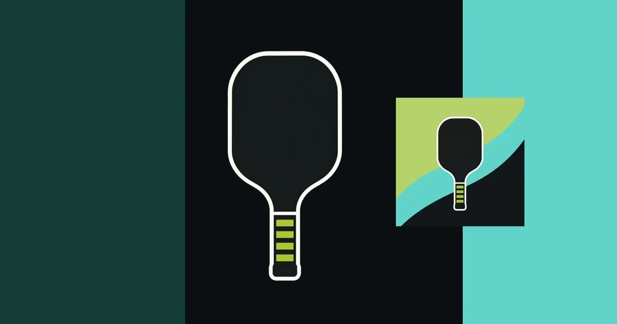 Modern pickleball paddle on a dark green and teal background